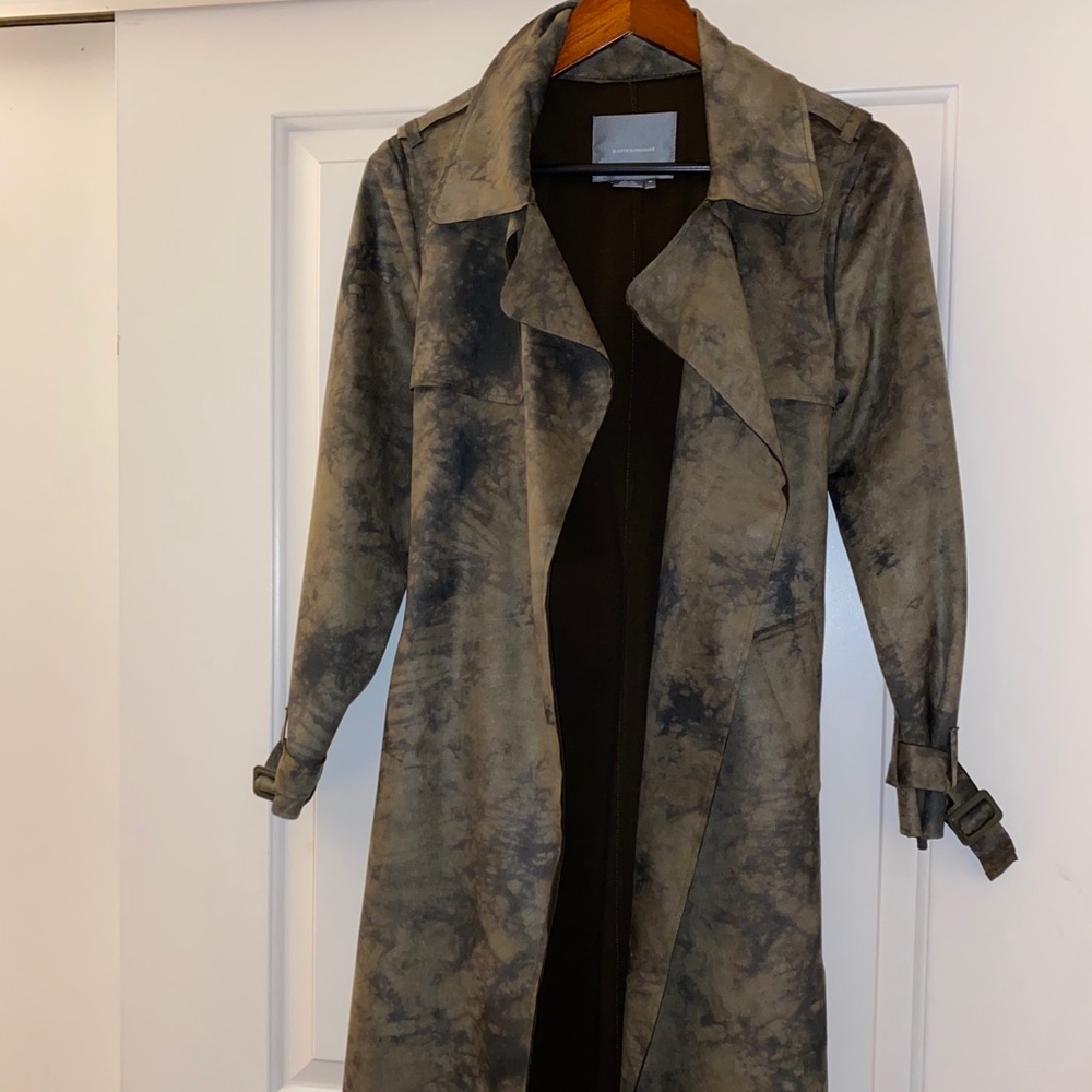 Anthropologie Suede Camo Trench Coat